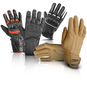Différents gants de moto pour femmes, en noir, marron et avec protections.